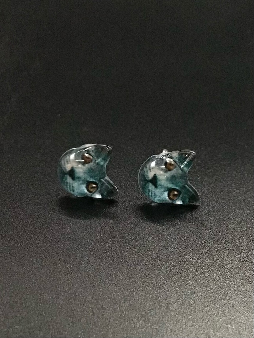 Gray Cat Stud Earrings